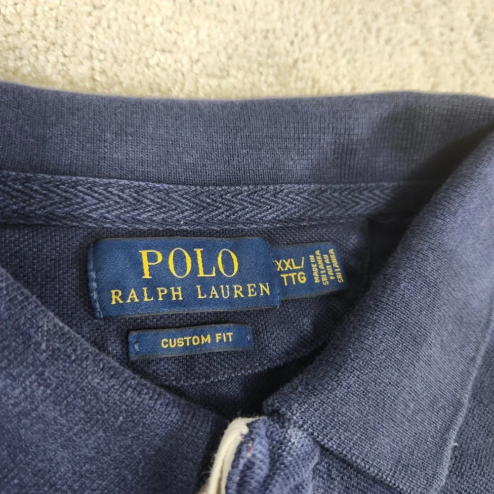 Polo Ralph Lauren Rugby‎ Shirt Men XXL Dragon Crest Big Logo Blue Custom Fit Y2K